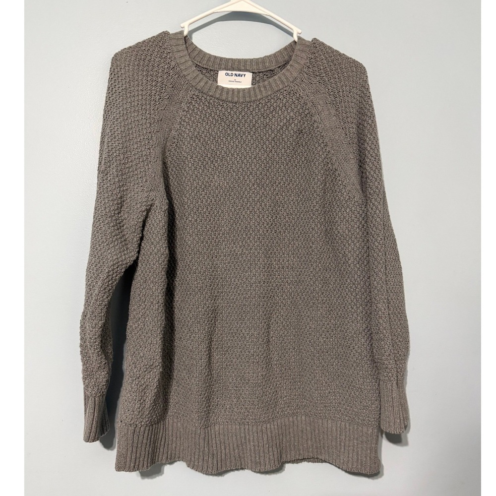 Old Navy Women's M‎ Textured Knit Raglan Sweater Gray Taupe Crew Neck
